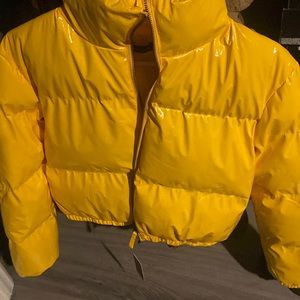Size small , Bright yellow kinda gold ish jacket.